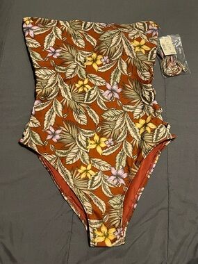 Floral One-Piece Swimsuit in Rust - Women